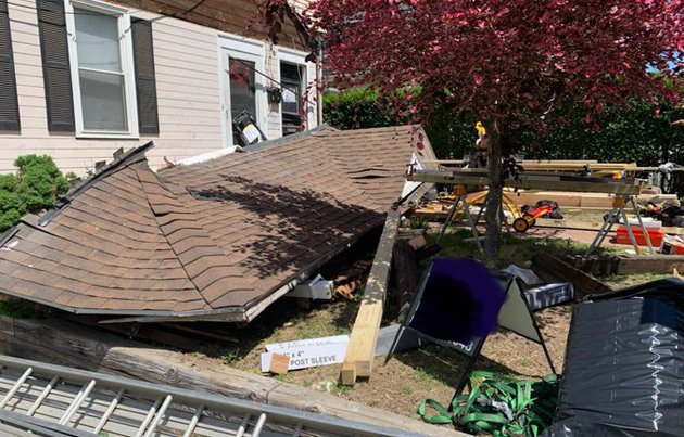 Collapsed porch