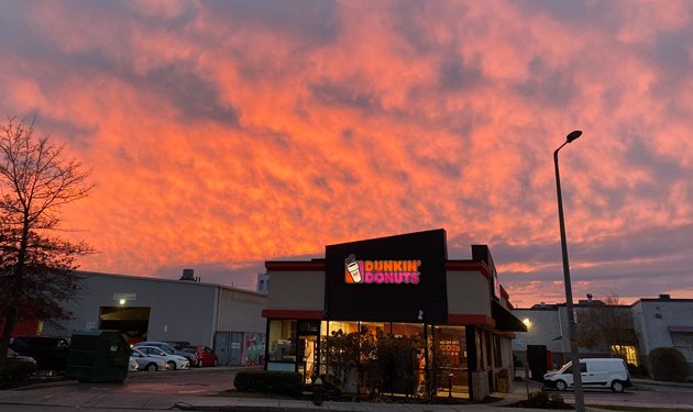 Sunset matches a Dunkin' Donuts