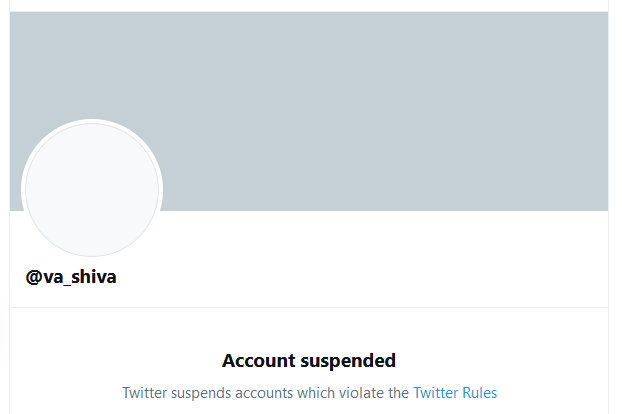 Suspended Dr. Shiva account