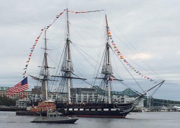 USS Constitution moves into Boston Harbor