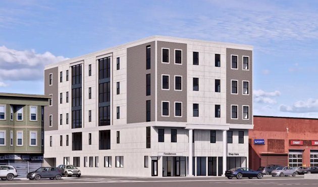 Rendering of new building on Dorchester Avenue at Bay Street