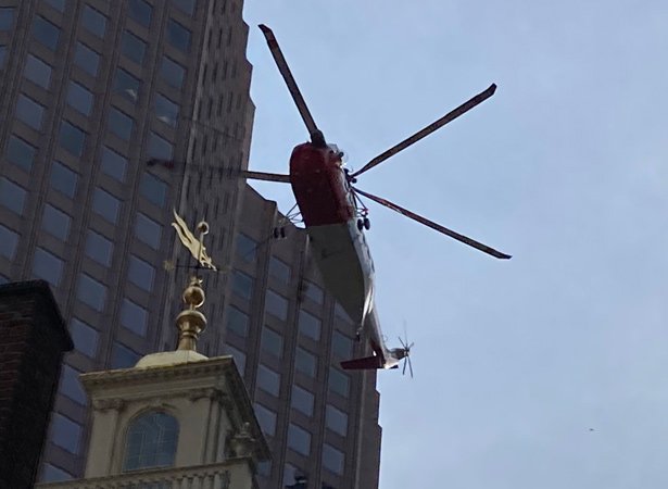 Helicopter above the Old State House