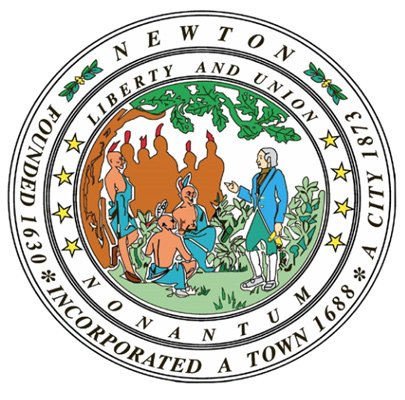 Newton city seal showing John Eliot converting Native Americans