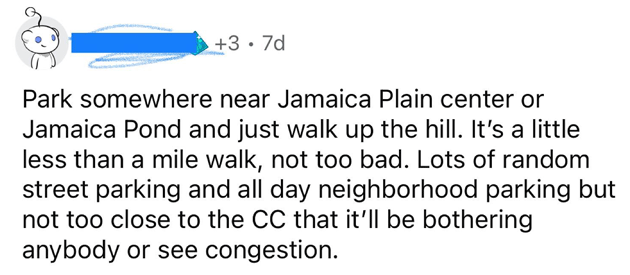 Reddit golf comment urging US Open fans to park in Jamaica Plain