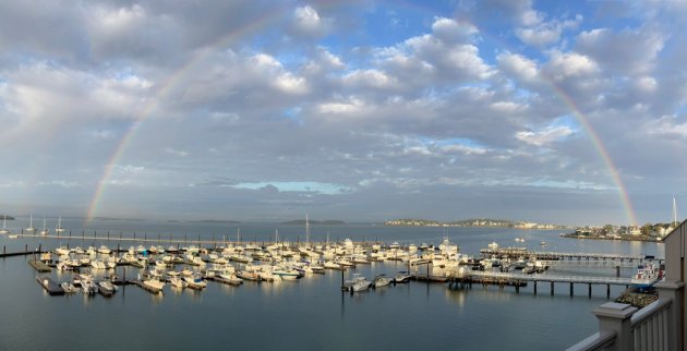 Rainbow over Hull harbor