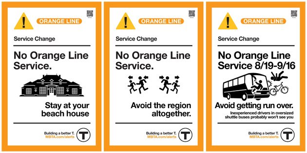 Alternative warning signs for the Orange Line shutdown