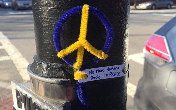 Martin Richard peace symbol in the South End