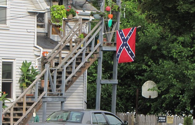 Stars and Bars flying in Dedham