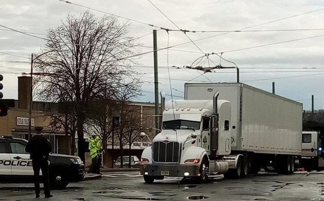 Stuck truck in Watertown