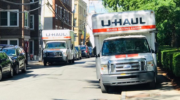 U-Haul trucks on Allston Street