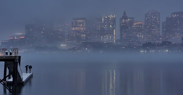 Fog over Boston Harbor