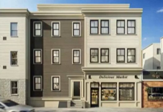 Rendering of new four-story building on Brooks Street