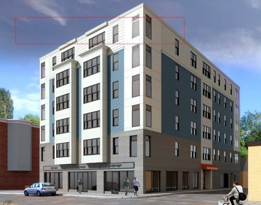Rendering of finished Dudley Street building