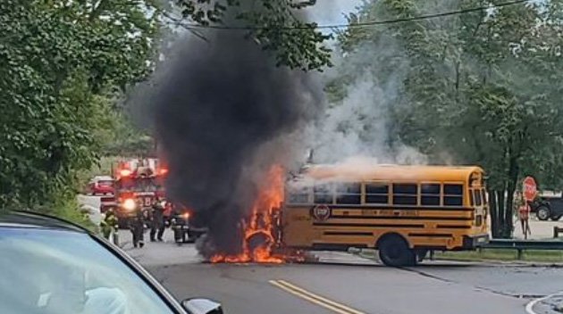 Bus on fire
