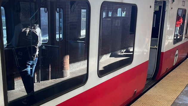 Empty Red Line train at JFK/UMass