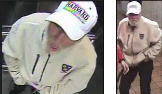 Man in white Harvard cap and jacket, with white beard, sought for indecent exposure at Porter Square MBTA stop
