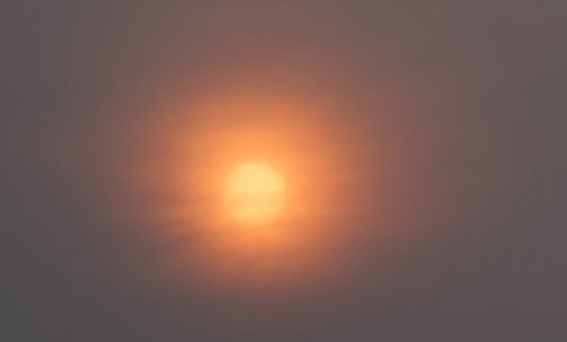 Hazy sun over Boston