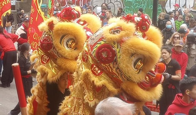 Lion dancers in Chinatown
