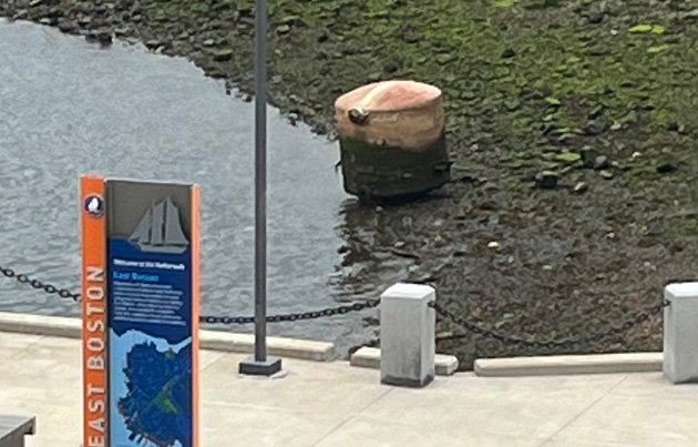 Mystery item on Boston Harbor shoreline in East Boston