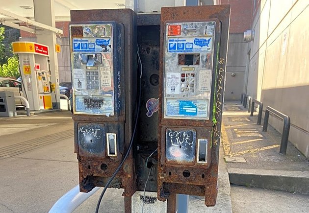 Old payphones on Tremont Street, Mission Hills