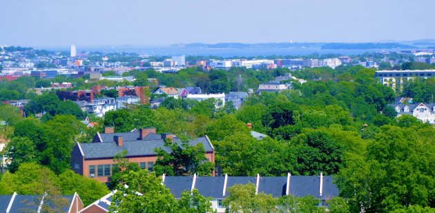 Panoramic view from the top of the Fort Hill Tower