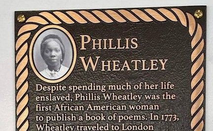 Plaque honoring Phillis Wheatley with somebody else's photo