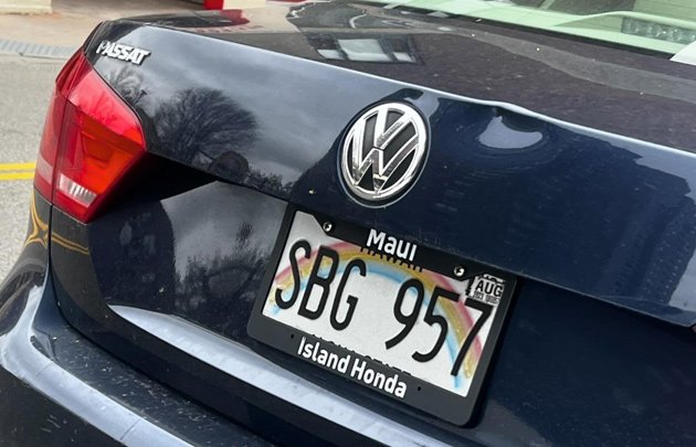 Passat with a Hawaii license plate in the South End
