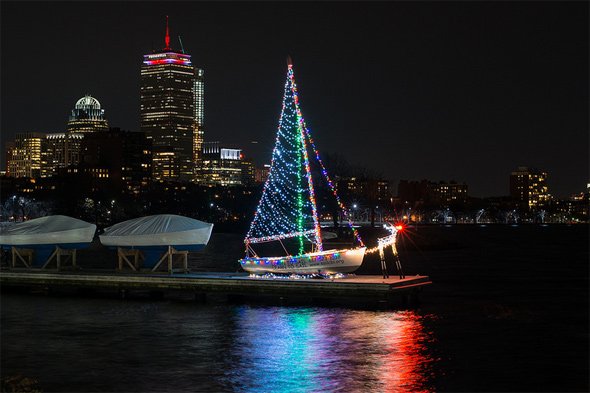 Christmas boat at Community Boating on the Charles