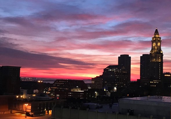 Boston sunrise on Dec. 31