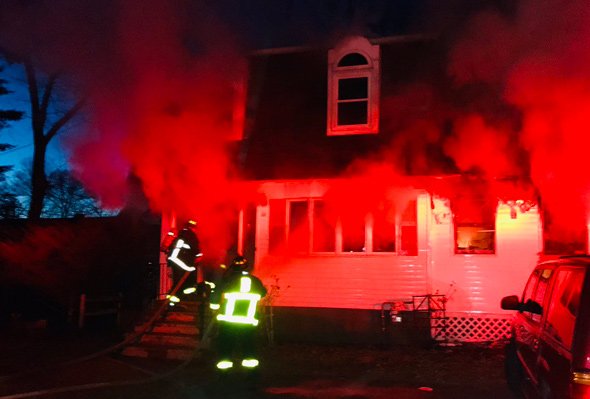 House on fire on Perham Street, West Roxbury