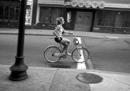 Bicycling down Washington Street