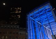 Government Center lit in blue