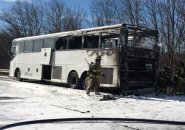 Burned bus on the Massachusetts Turnpike