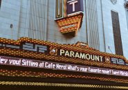 Paramount Theater marquee on Washington Street in downtown Boston