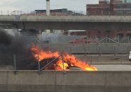 Car in flames on I-93 in Boston