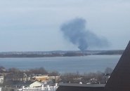 Hingham tire fire as seen from South Boston