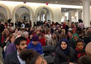 Inside unity rally at Islamic Society of Boston in Roxbury