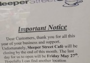 Sleeper Street Cafe closed forever