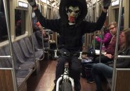 Halloween rider on the MBTA's Orange Line