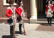 Redcoats outside the Old State House in Boston on July 4th weekend