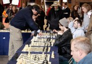 Chess grandmaster in simultaneous games at South Station
