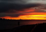 Sunset over Boston Harbor