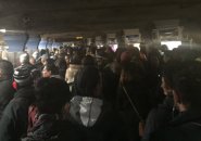 Crowded Blue Line station at State Street