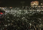 Lights at James Taylor concert at Fenway Park