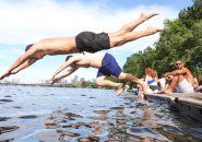 Jumping into the Charles River on Sunday