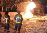 Flaming gas main on Hyde Park Avenue