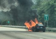 Flaming car on Rte. 128