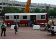 Test Red Line car on City Hall Plaza