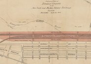 Proposed terminal area for New York and Boston Inland Railroad, along the Charles River