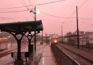 Pink skies over the Mattapan Line